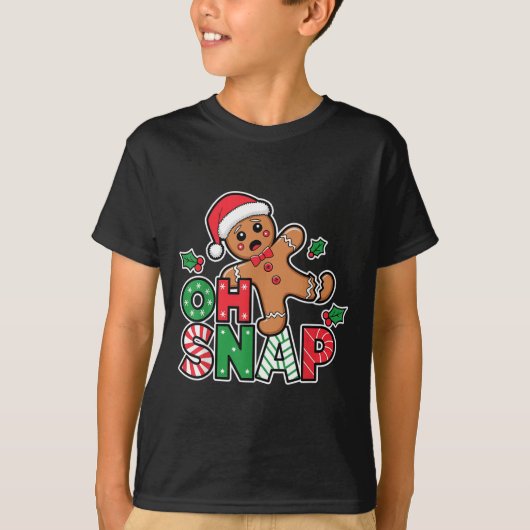 Gingerbread Man Oh Snap Christmas Funny Cookie Bak T-shirt (Voorkant)