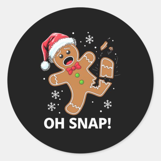 Gingerbread Man Oh Snap Christmas Funny Cookie Ronde Sticker (Voorkant)