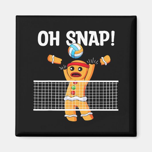 Gingerbread Man Oh Snap Christmas Volleyball Playe Magneet (Voorkant)