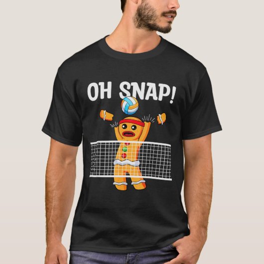 Gingerbread Man Oh Snap Christmas Volleyball Playe T-shirt (Voorkant)