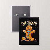 Gingerbread Man Oh Snap Kerst Koekjes Bakken Button (Voorkant / Achterkant)