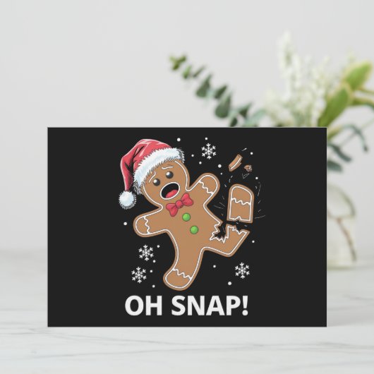 Gingerbread Man Oh Snap Kerst Morsige Cookie  Feestdagenkaart (Staand voorkant)