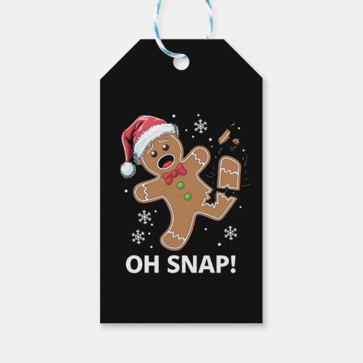 Gingerbread Man Oh Snap Kerstmis Grappig Cookie Cadeaulabel (Achterkant)
