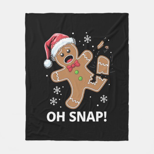 Gingerbread Man Oh Snap Kerstmis Grappig Cookie Fleece Deken (Voorkant)