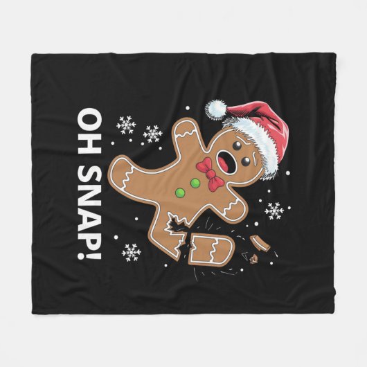 Gingerbread Man Oh Snap Kerstmis Grappig Cookie Fleece Deken (Voorkant (Horizontaal))
