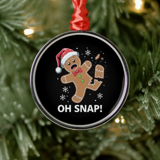 Gingerbread Man Oh Snap Kerstmis Grappig Cookie Metalen Ornament (Boom)