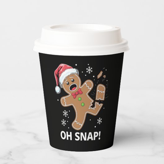 Gingerbread Man Oh Snap Kerstmis Grappig Cookie Papieren Bekers (Voorkant)