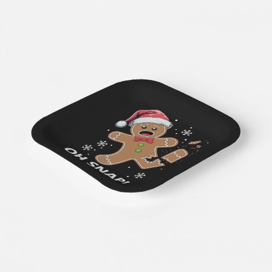 Gingerbread Man Oh Snap Kerstmis Grappig Cookie Papieren Bordje (Gebogen)