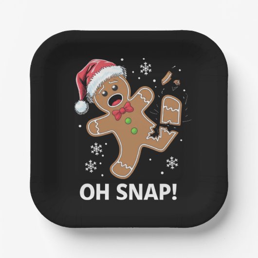Gingerbread Man Oh Snap Kerstmis Grappig Cookie Papieren Bordje (Voorkant)
