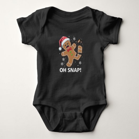 Gingerbread Man Oh Snap Kerstmis Grappig Cookie Romper (Voorkant)