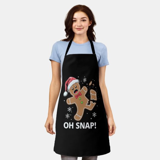Gingerbread Man Oh Snap Kerstmis Grappig Cookie Schort (Gedragen)