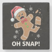 Gingerbread Man Oh Snap Kerstmis Grappig Cookie Stenen Onderzetter (Voorkant)