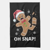 Gingerbread Man Oh Snap Kerstmis Grappig Cookie Theedoek (Verticaal)