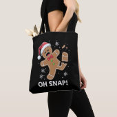 Gingerbread Man Oh Snap Kerstmis Grappig Cookie Tote Bag (Dichtbij)