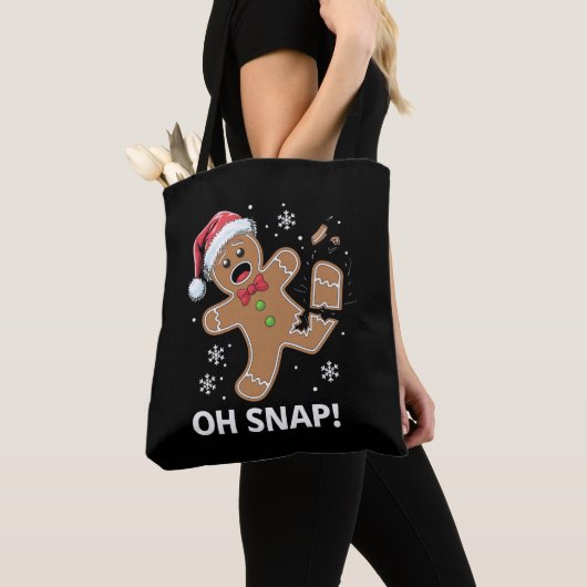 Gingerbread Man Oh Snap Kerstmis Grappig Cookie Tote Bag (Dichtbij)