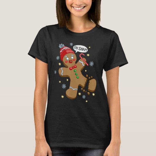 Gingerbread Man Oh Snap Kerstmis T-shirt (Voorkant)
