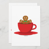 Gingerbread man ontspant in een rode mok hete choc feestdagenkaart (Voorkant / Achterkant)