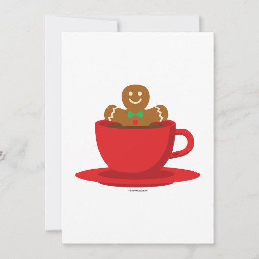 Gingerbread Man Ontspant in Rode Beker Warme Choco Feestdagenkaart (Voorkant)