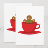 Gingerbread Man Ontspant in Rode Beker Warme Choco Feestdagenkaart (Voorkant / Achterkant)
