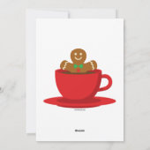 Gingerbread Man Ontspant in Rode Beker Warme Choco Feestdagenkaart (Achterkant)
