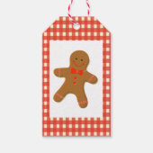 Gingerbread Man op Gingham Cadeaulabel (Voorkant)