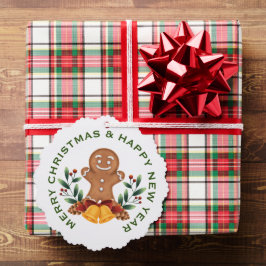 GINGERBREAD MAN OP WIT, GEPERSONALISEERDE KERST ORNAMENT KAART