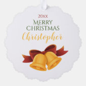 GINGERBREAD MAN OP WIT, GEPERSONALISEERDE KERST ORNAMENT KAART (Achterkant)