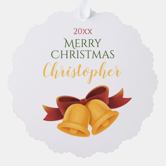 GINGERBREAD MAN OP WIT, GEPERSONALISEERDE KERST ORNAMENT KAART (Achterkant)