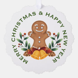 GINGERBREAD MAN OP WIT, GEPERSONALISEERDE KERST ORNAMENT KAART