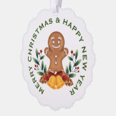 GINGERBREAD MAN OP WIT, GEPERSONALISEERDE KERST ORNAMENT KAART (Links)