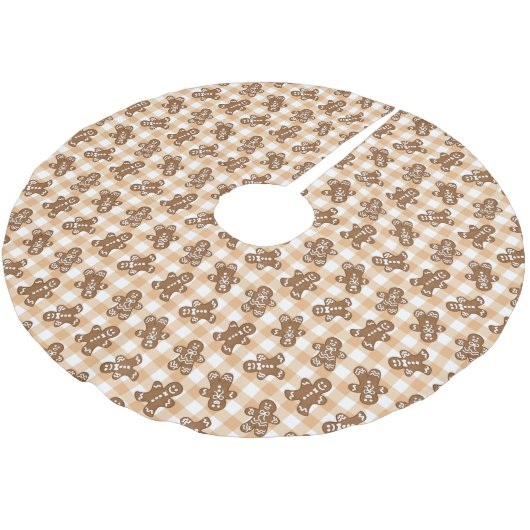Gingerbread Man Pattern Rustic Plaid Kerstboom Rok (Gekanteld)