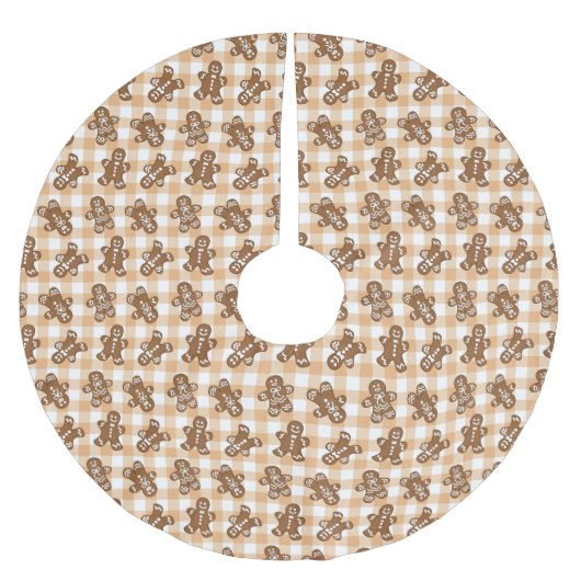 Gingerbread Man Pattern Rustic Plaid Kerstboom Rok (Voorkant)