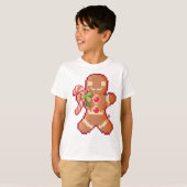GingerBread man, pixelart, Pixel Art  T-shirt (Voorkant volledig)
