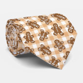 Gingerbread Man Plaid Patroon Vakantie Stropdas (Opgerold)