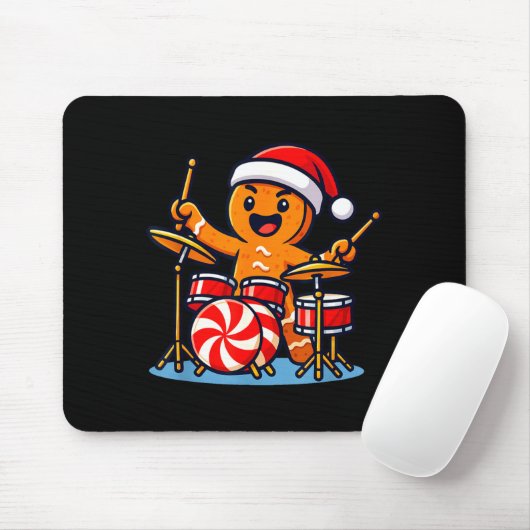 Gingerbread Man Playing Drums  Muismat (Met muis)