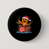 Gingerbread Man Playing Drums  Ronde Button 5,7 Cm (Voorkant)