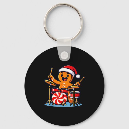 Gingerbread Man Playing Drums  Sleutelhanger (Voorkant)