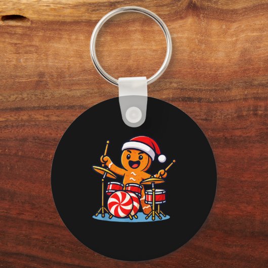 Gingerbread Man Playing Drums  Sleutelhanger (Voorkant)