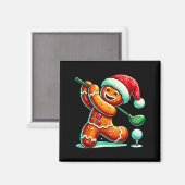 Gingerbread Man Plays Golf Christmas Golfing Santa Magneet (Voorkant / Achterkant)