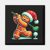 Gingerbread Man Plays Golf Christmas Golfing Santa Magneet (Voorkant)