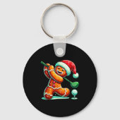 Gingerbread Man Plays Golf Christmas Golfing Santa Sleutelhanger (Voorkant)