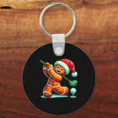 Gingerbread Man Plays Golf Christmas Golfing Santa Sleutelhanger (Voorkant)