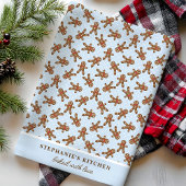 Gingerbread Man Polka Dot Blue Custom Christmas Theedoek