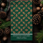 Gingerbread Man Polka Dot Green Custom Christmas Theedoek