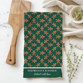 Gingerbread Man Polka Dot Green Custom Christmas Theedoek