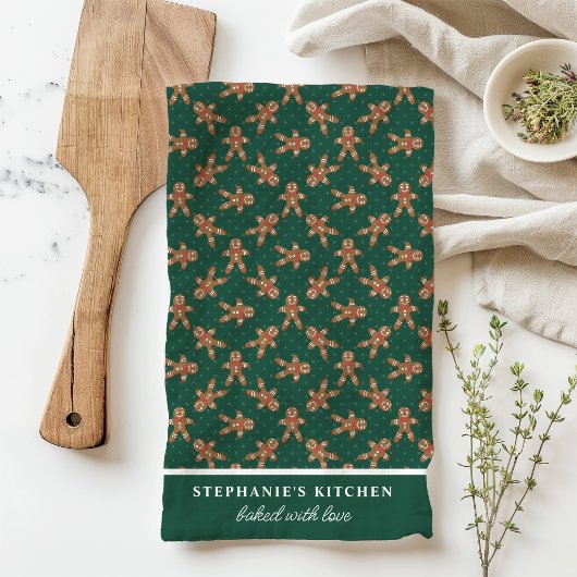Gingerbread Man Polka Dot Green Custom Christmas Theedoek