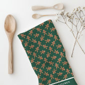 Gingerbread Man Polka Dot Green Custom Christmas Theedoek