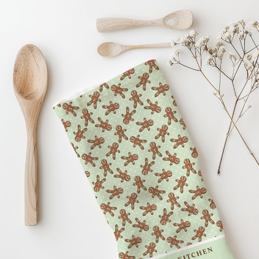 Gingerbread Man Polka Dot Mint Custom Christmas Theedoek