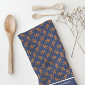 Gingerbread Man Polka Dot Navy Custom Christmas Theedoek