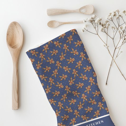 Gingerbread Man Polka Dot Navy Custom Christmas Theedoek